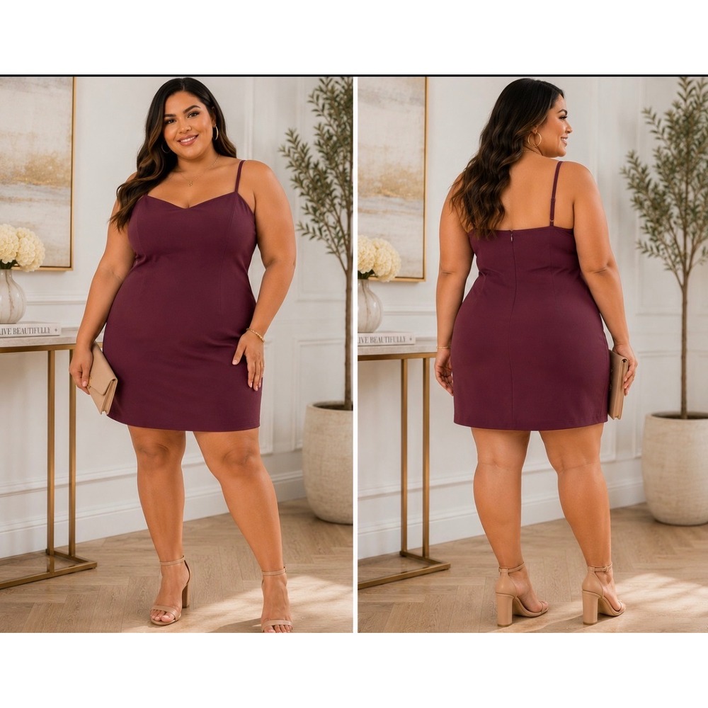 Good American Cowl Neck Mini Slip Dress Bordeaux Purple 2XL NWT GDW0228